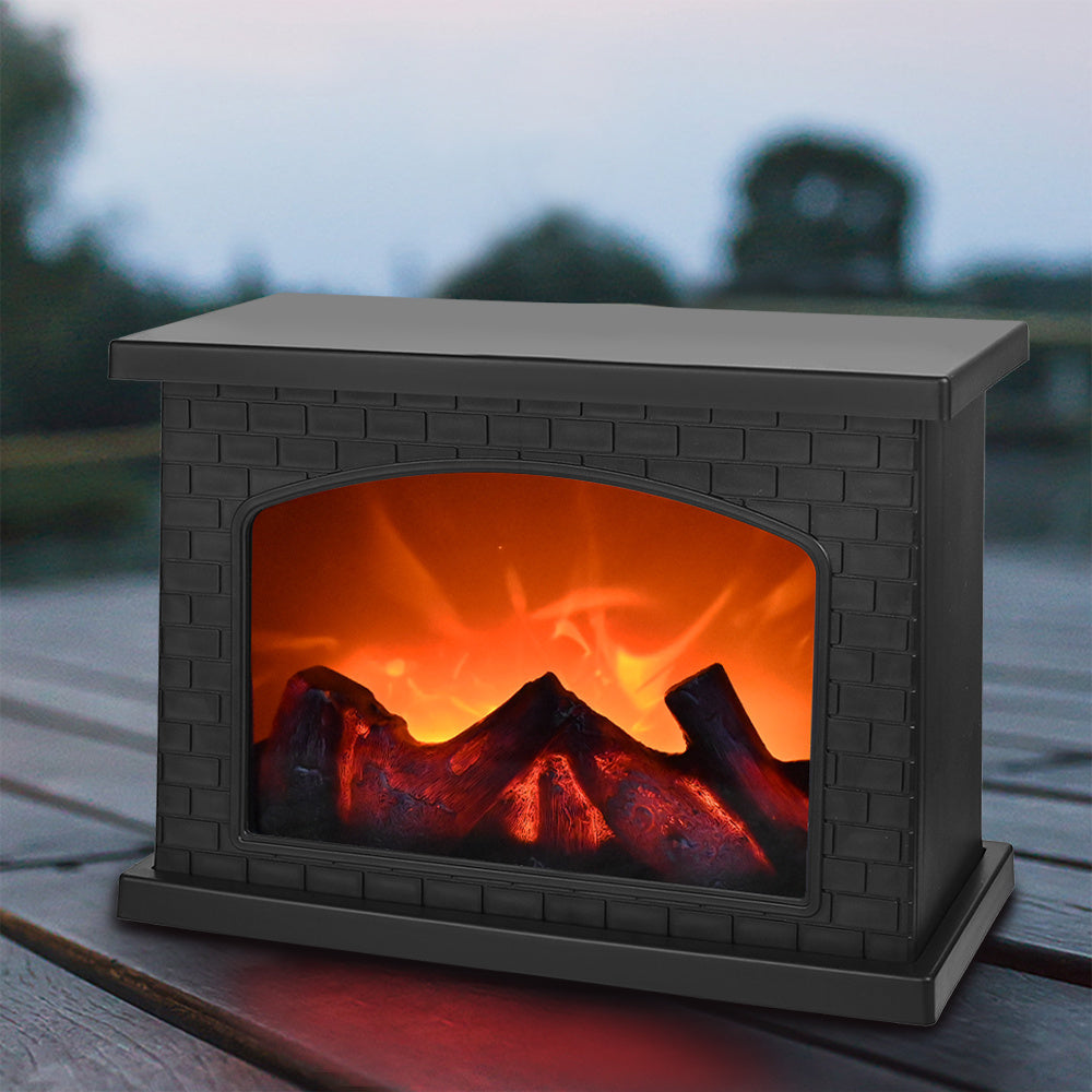 Warm Rectangular Fireplace Lamp with Flickering Flames - Halri