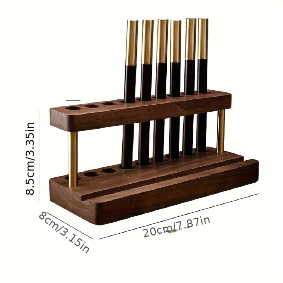Organiseur de bureau haut de gamme en bois avec accents dorés