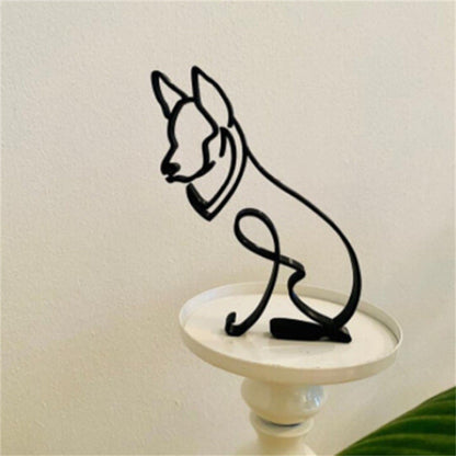 Figurine minimaliste d'animal de compagnie en métal, ornement de décoration intérieure