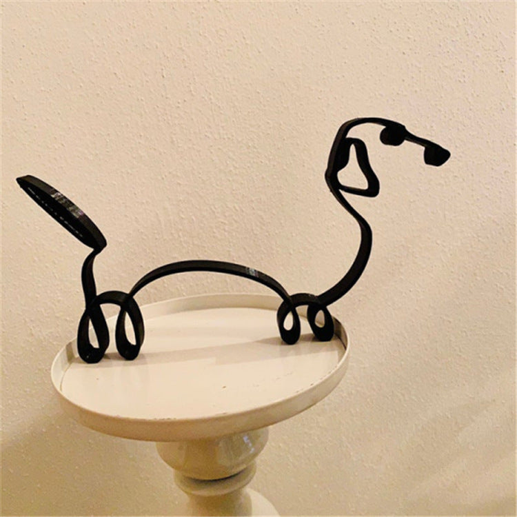 Figurine minimaliste d'animal de compagnie en métal, ornement de décoration intérieure