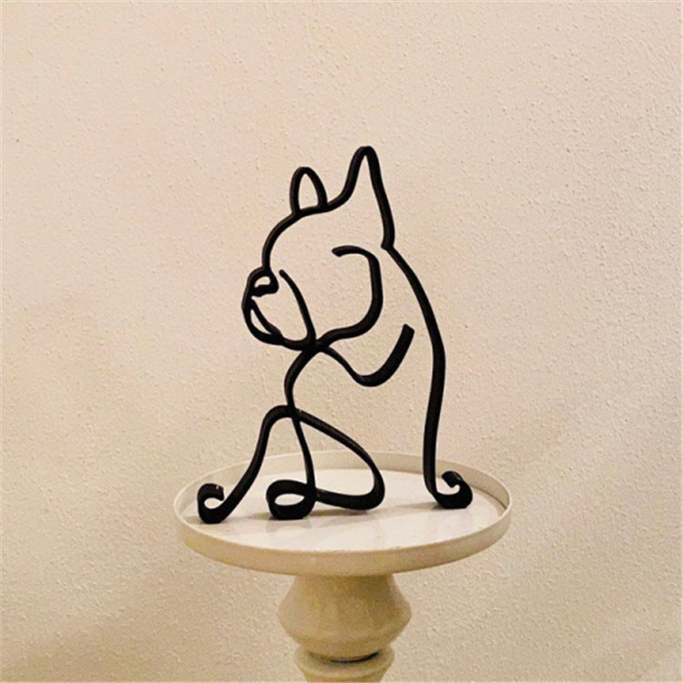 Figurine minimaliste d'animal de compagnie en métal, ornement de décoration intérieure
