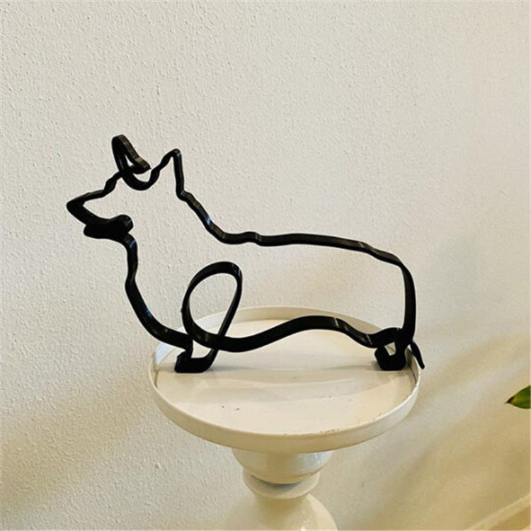 Figurine minimaliste d'animal de compagnie en métal, ornement de décoration intérieure