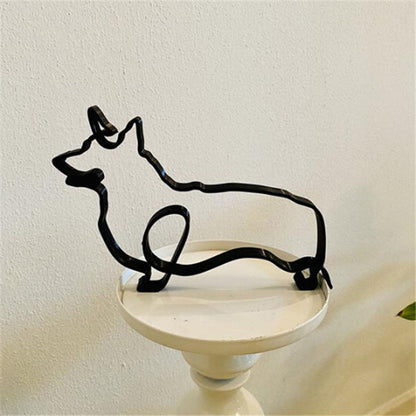Figurine minimaliste d'animal de compagnie en métal, ornement de décoration intérieure