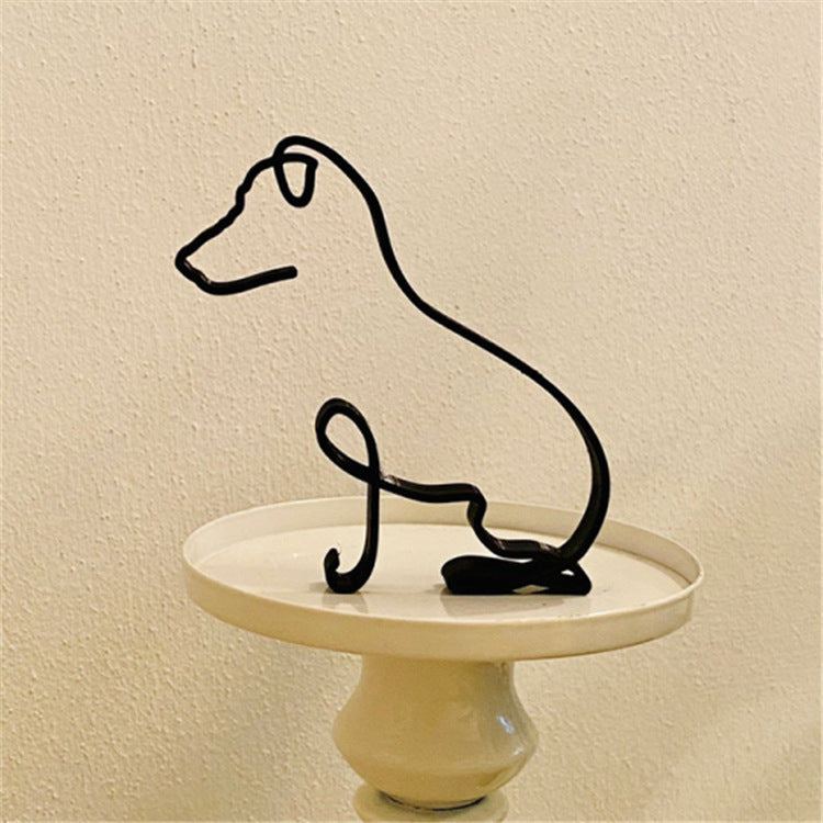Figurine minimaliste d'animal de compagnie en métal, ornement de décoration intérieure
