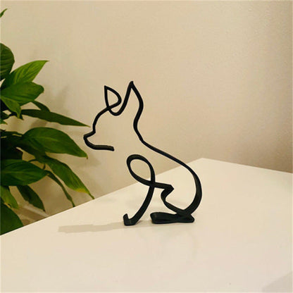 Figurine minimaliste d'animal de compagnie en métal, ornement de décoration intérieure