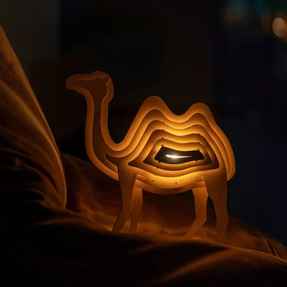 Lampe rustique artisanale en bois en forme d'animal