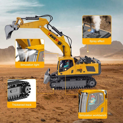 17 Channel Remote Control Fork and Bucket Excavator Construction with Realistic Features Great for Kids and Adults Perfect Christmas Gift
