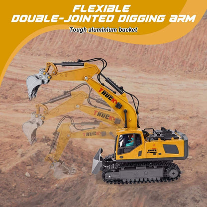 17 Channel Remote Control Fork and Bucket Excavator Construction with Realistic Features Great for Kids and Adults Perfect Christmas Gift