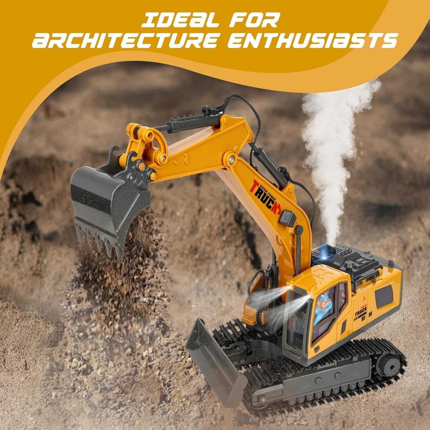 17 Channel Remote Control Fork and Bucket Excavator Construction with Realistic Features Great for Kids and Adults Perfect Christmas Gift