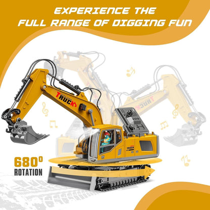 17 Channel Remote Control Fork and Bucket Excavator Construction with Realistic Features Great for Kids and Adults Perfect Christmas Gift