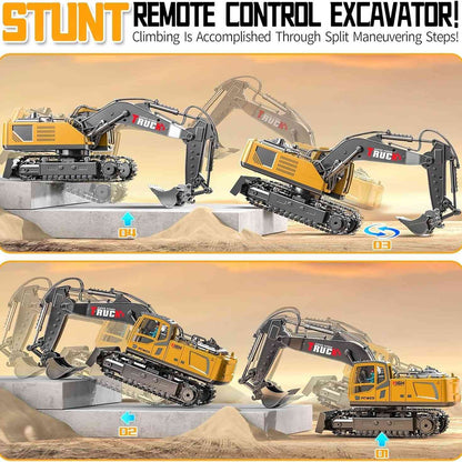 17 Channel Remote Control Fork and Bucket Excavator Construction with Realistic Features Great for Kids and Adults Perfect Christmas Gift