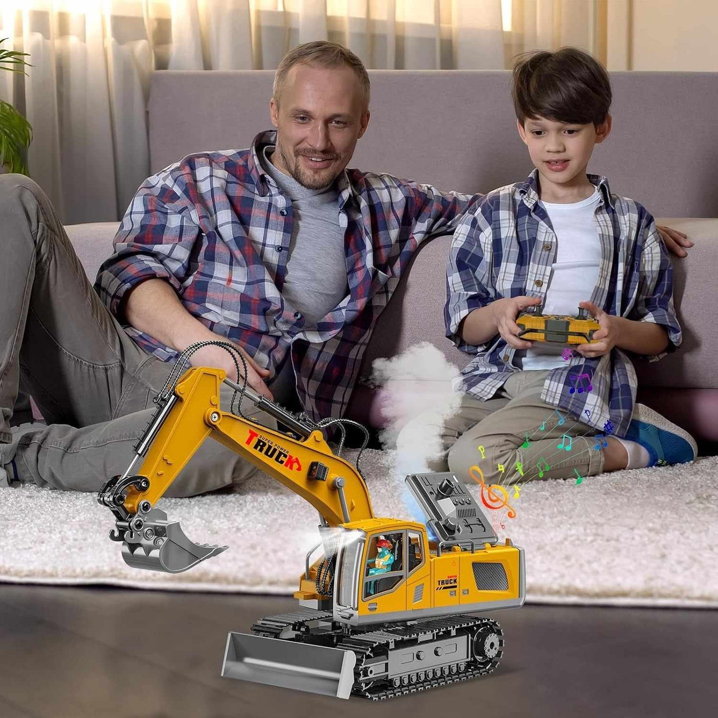 17 Channel Remote Control Fork and Bucket Excavator Construction with Realistic Features Great for Kids and Adults Perfect Christmas Gift