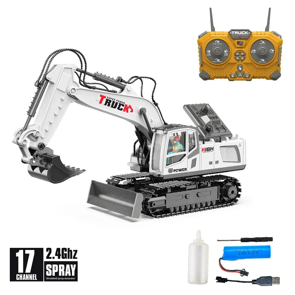 17 Channel Remote Control Fork and Bucket Excavator Construction with Realistic Features Great for Kids and Adults Perfect Christmas Gift