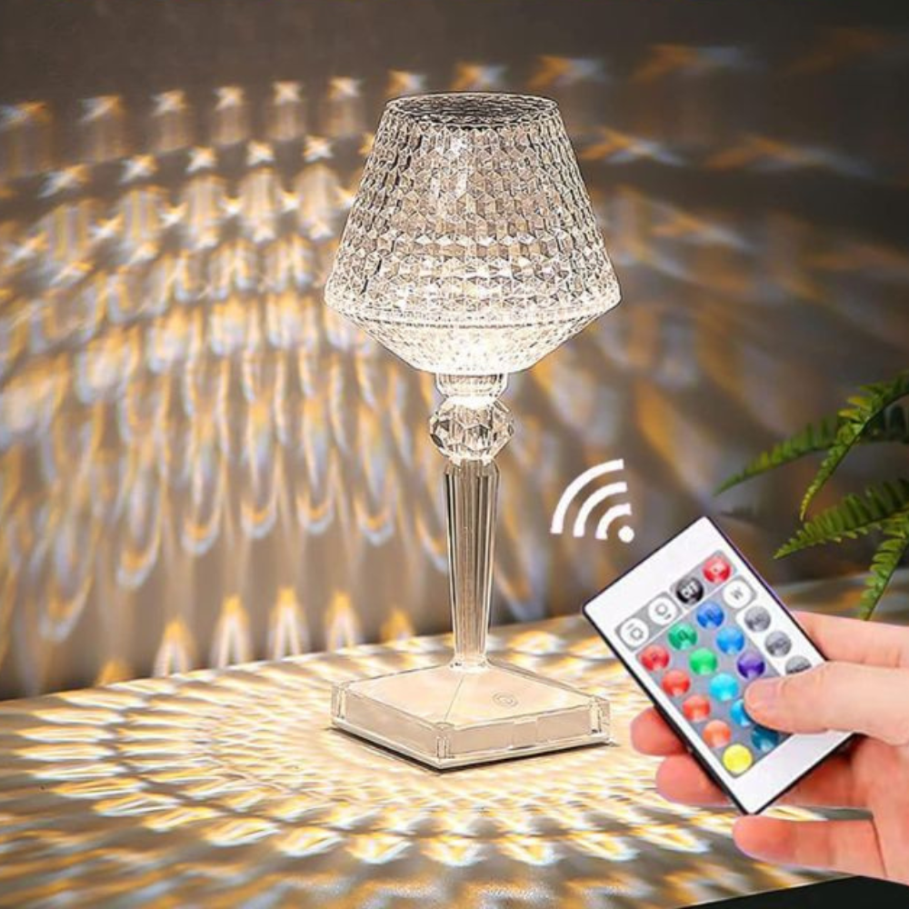 Stylish Glass Battery Table Lamp with 16 Color Choices - Halri
