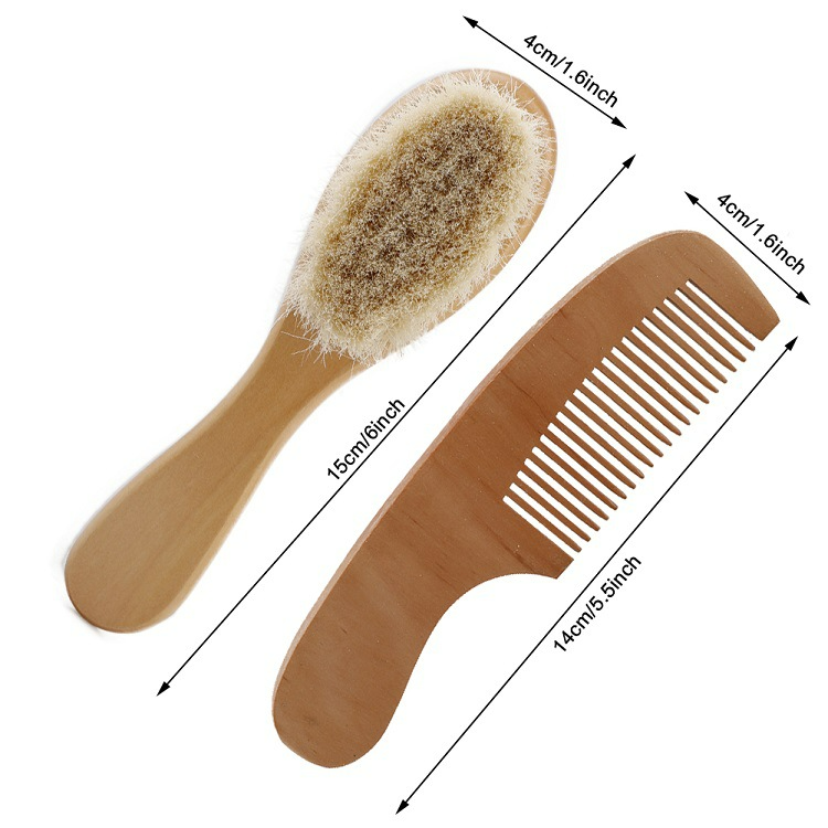 Gentle Baby Hairbrush Set - Natural Wooden Comb - Halri
