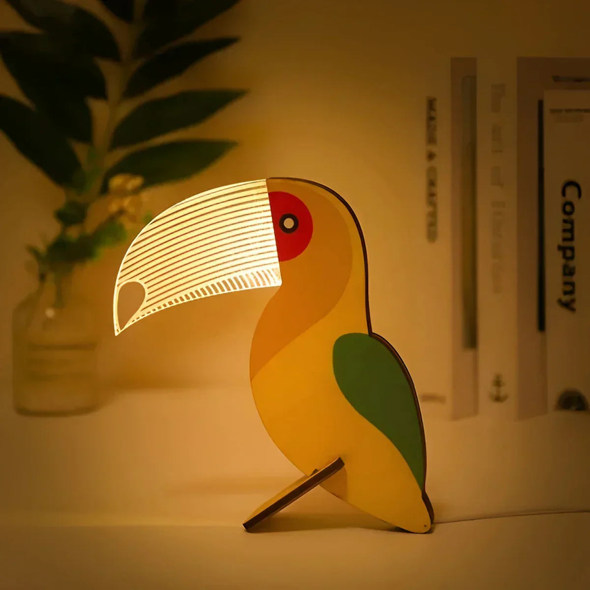 Wooden Animal Desk Lamp Figurine - Halri