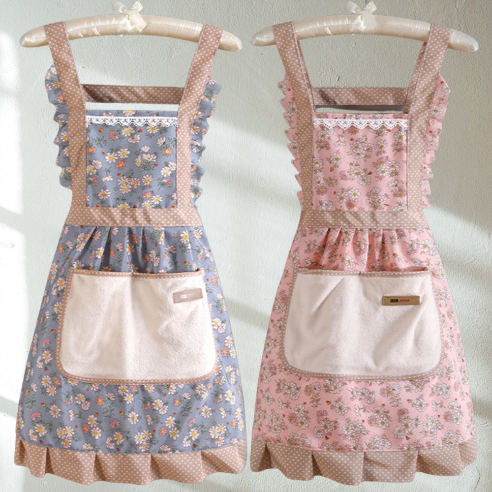 Waterproof Floral Apron for Kitchen Cooking Oil Protection - Halri