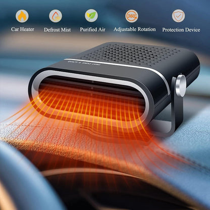 2-in-1 Portable Car Heater With 360° Rotation, Dual Hot & Cool Modes, Fog & Ice Removal