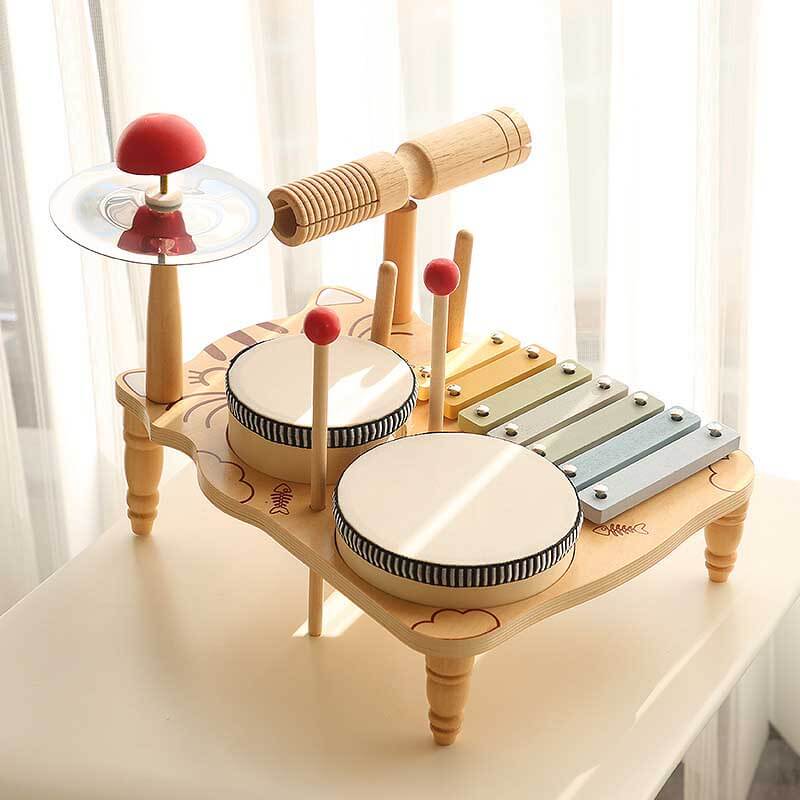 Batterie et xylophone en bois pour enfants