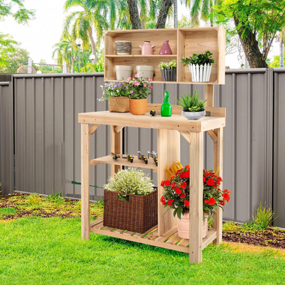 Portable Garden Work Table with Built-in Storage