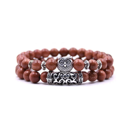 Bracelet en perles et pierres hibou inspiré par la nature