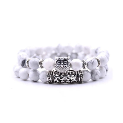 Bracelet en perles et pierres hibou inspiré par la nature
