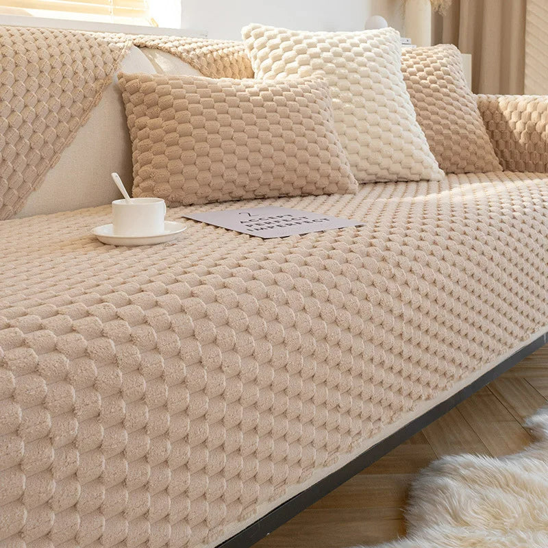 Cozy Fleece Sofa Slipcover with Grip - Warm & Comfortable Couch Cover - Halri