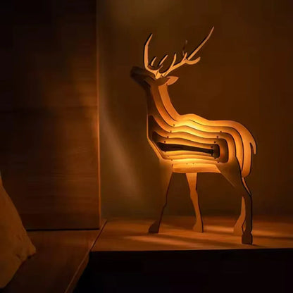 Lampe rustique artisanale en bois en forme d'animal