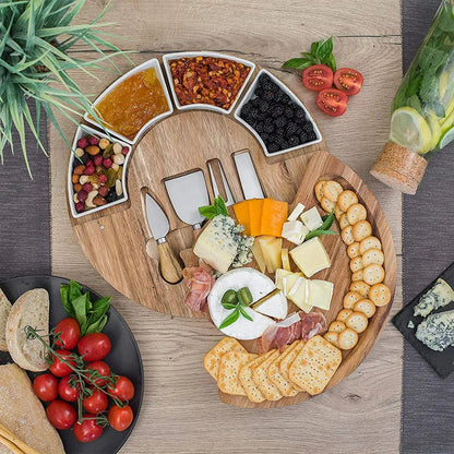 Deluxe Wooden Cheese Board and Knife Gift Set