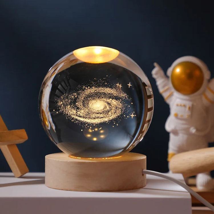 Veilleuse en cristal 3D Galaxie Lumineuse