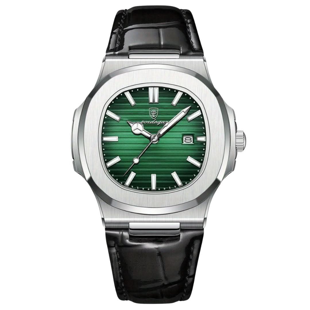 Montre classique pour homme en acier inoxydable à quartz avec date