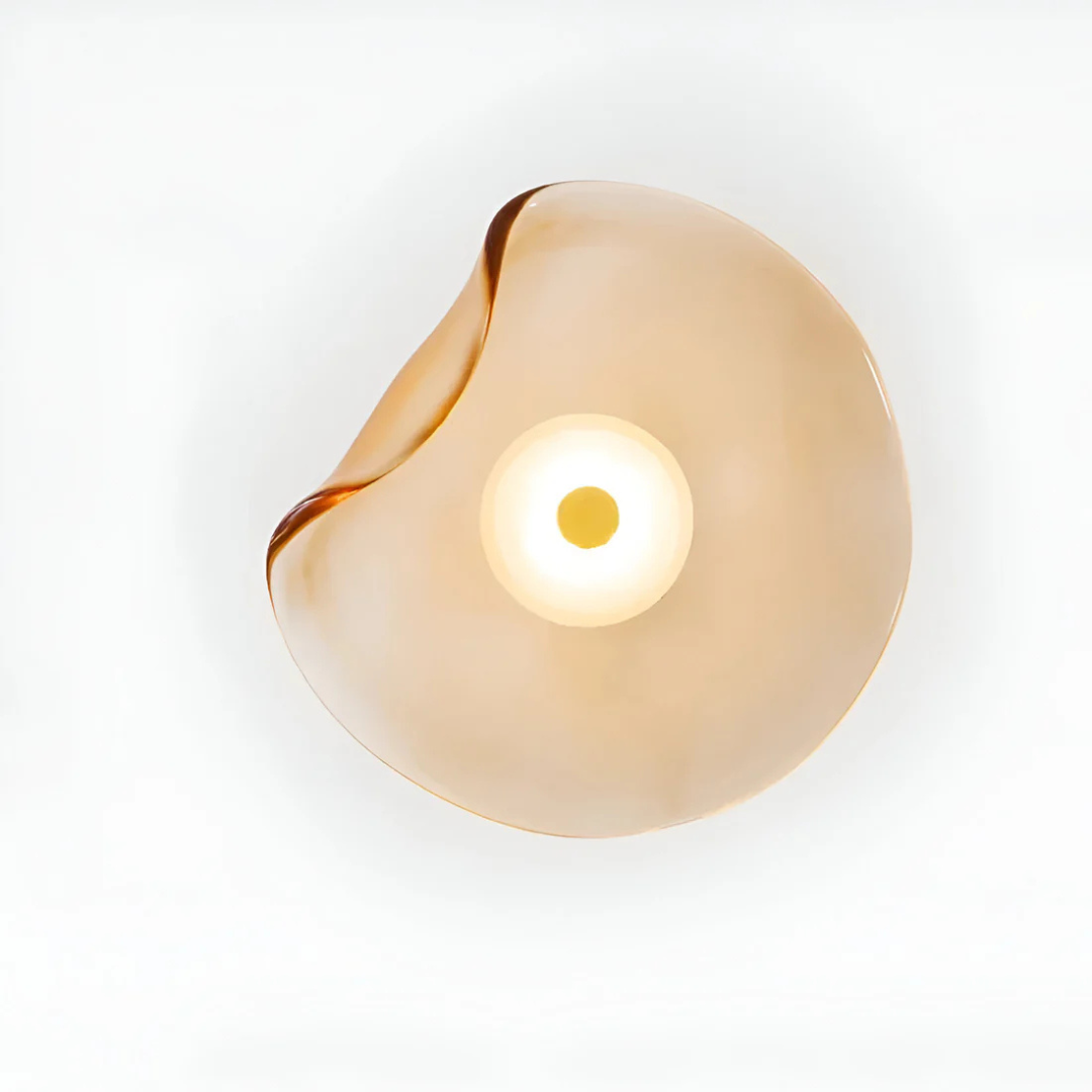 Lampe ronde montée sur verre 