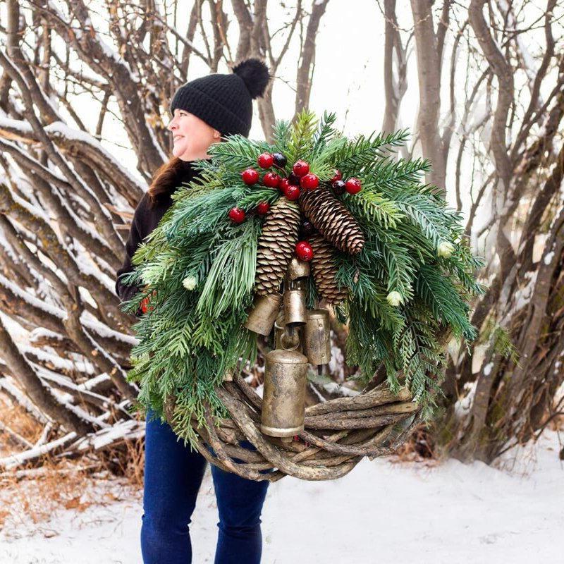 Rustic Christmas Door Wreath, Country Holiday Wreath, Winter Pine Wreath - Halri