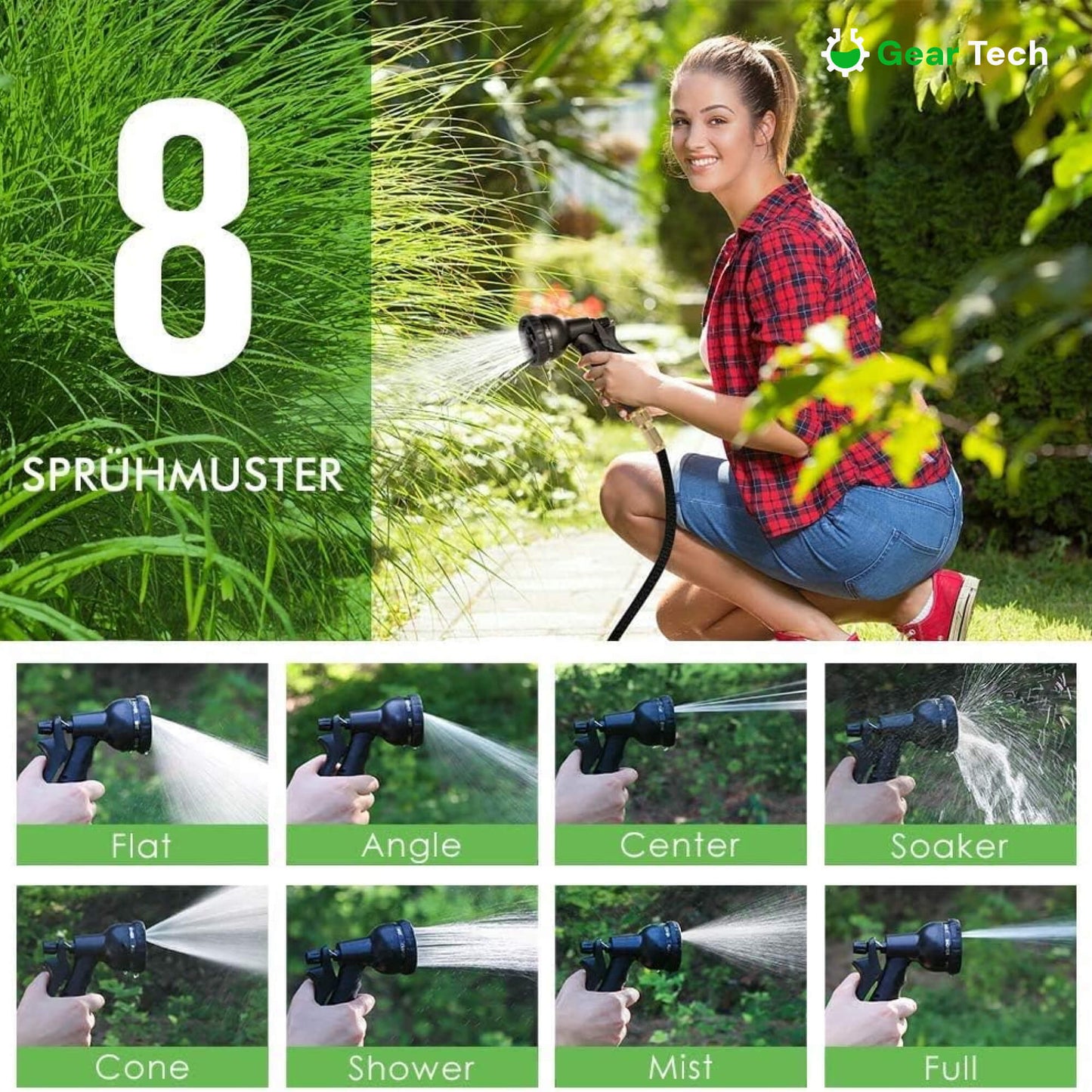 Flexible Water Hose with 8 Spray Settings