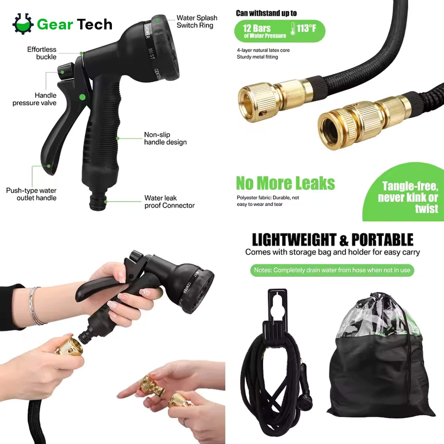 Flexible Water Hose with 8 Spray Settings