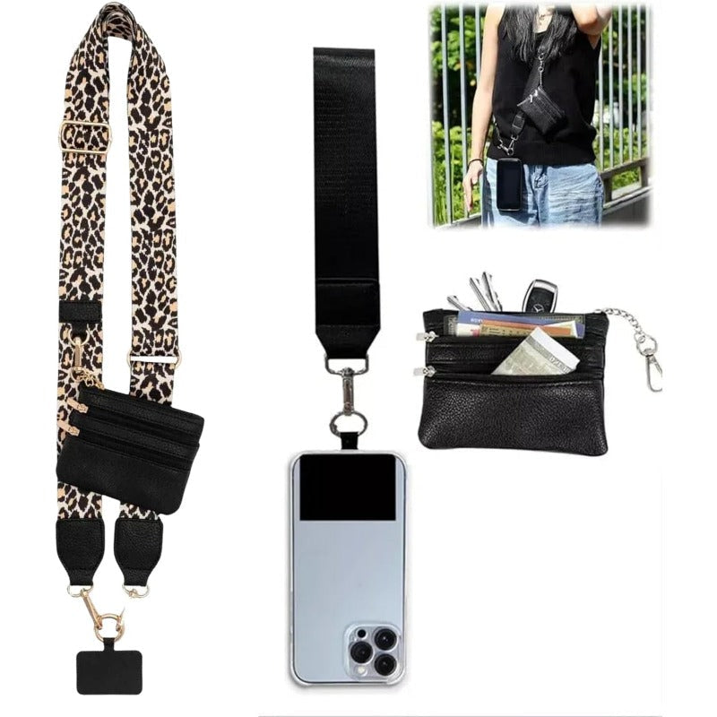 Bandoulière tendance pour téléphone avec porte-cartes amovible