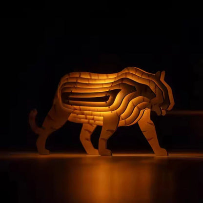 Lampe rustique artisanale en bois en forme d'animal