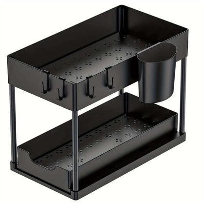 Double Layer Slide Out Shelf Storage Organizer Rack