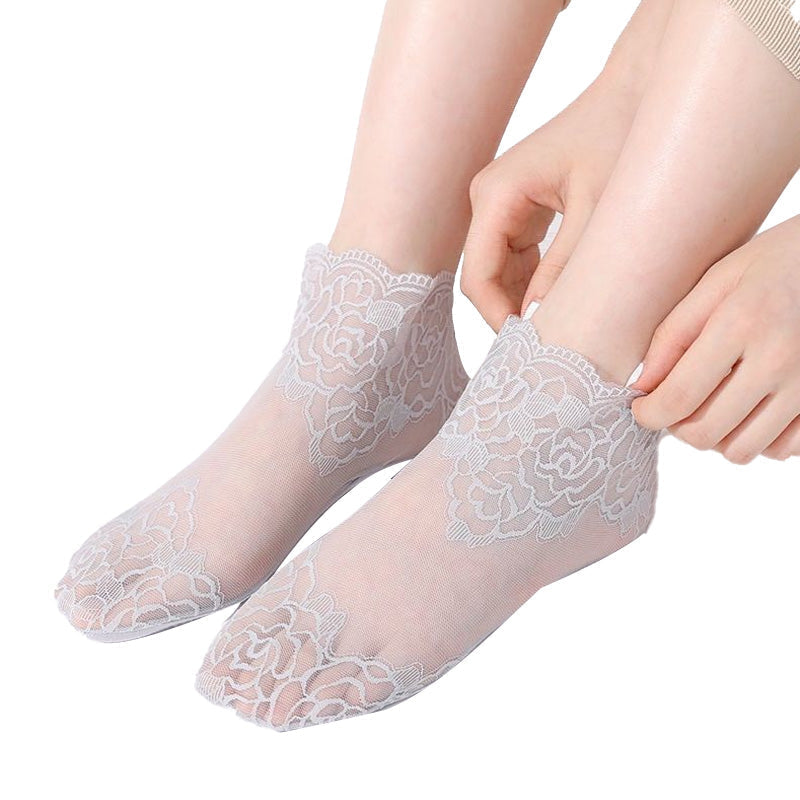 Chaussettes hautes élégantes en dentelle pour femmes (lot de 6)