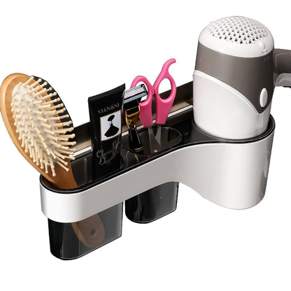 Étagère de salle de bain gain de place avec support pour sèche-cheveux 