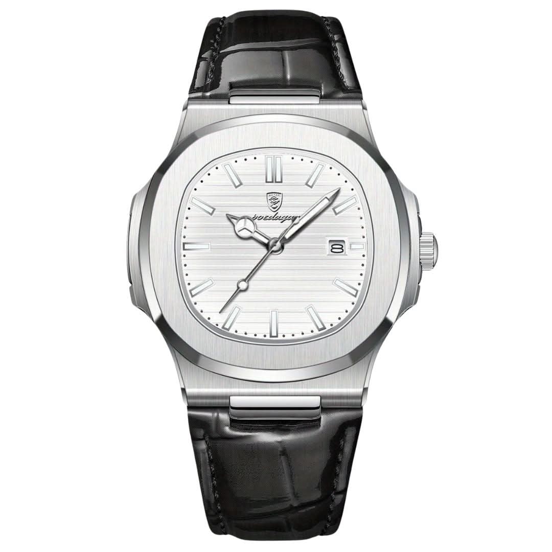 Montre classique pour homme en acier inoxydable à quartz avec date