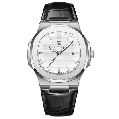 Montre classique pour homme en acier inoxydable à quartz avec date