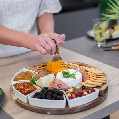 Deluxe Wooden Cheese Board and Knife Gift Set
