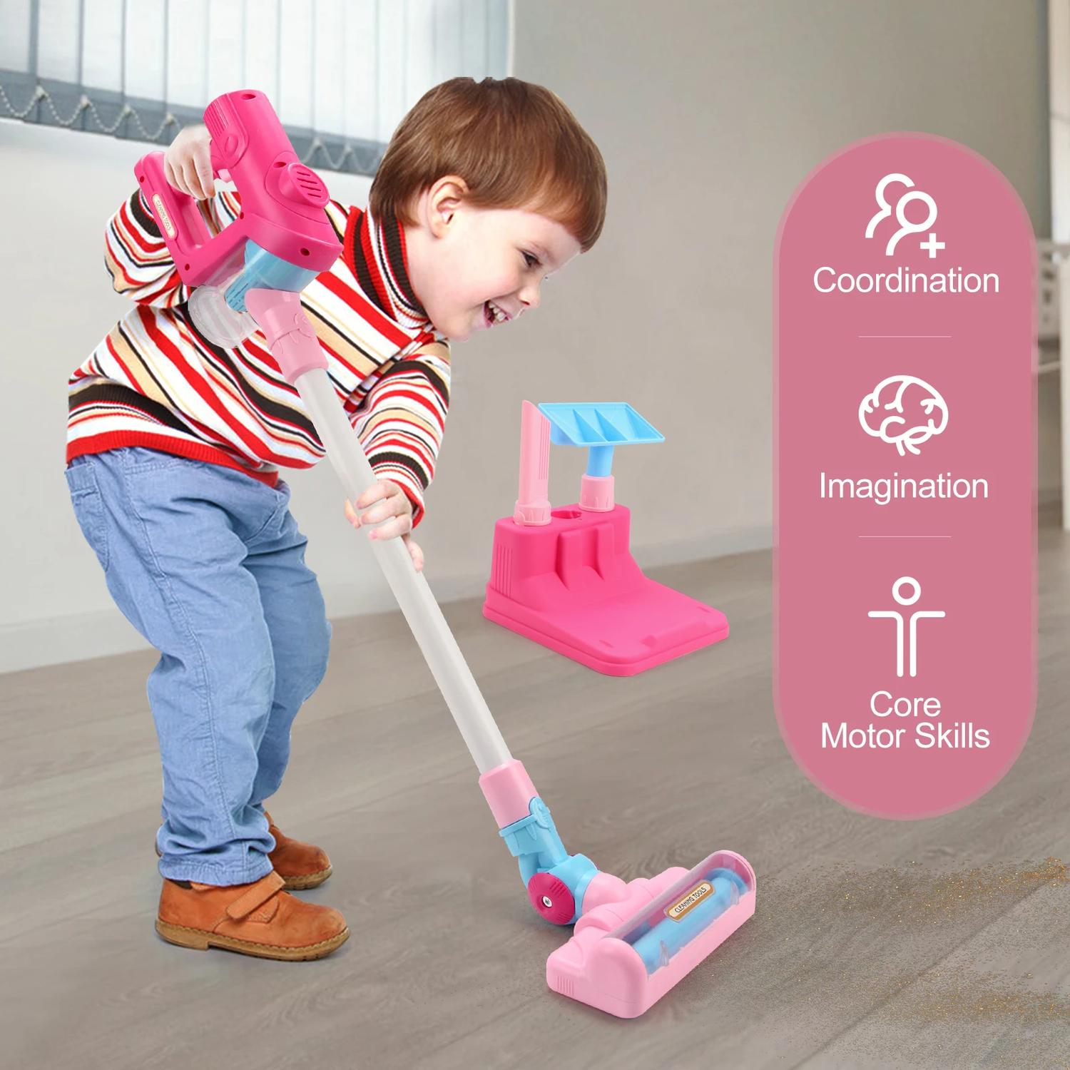 3 in 1 Electric Mini Vacuum Cleaner Toy with Simulated Suction Effect, Lights & Sounds, Safe for Ages 3+