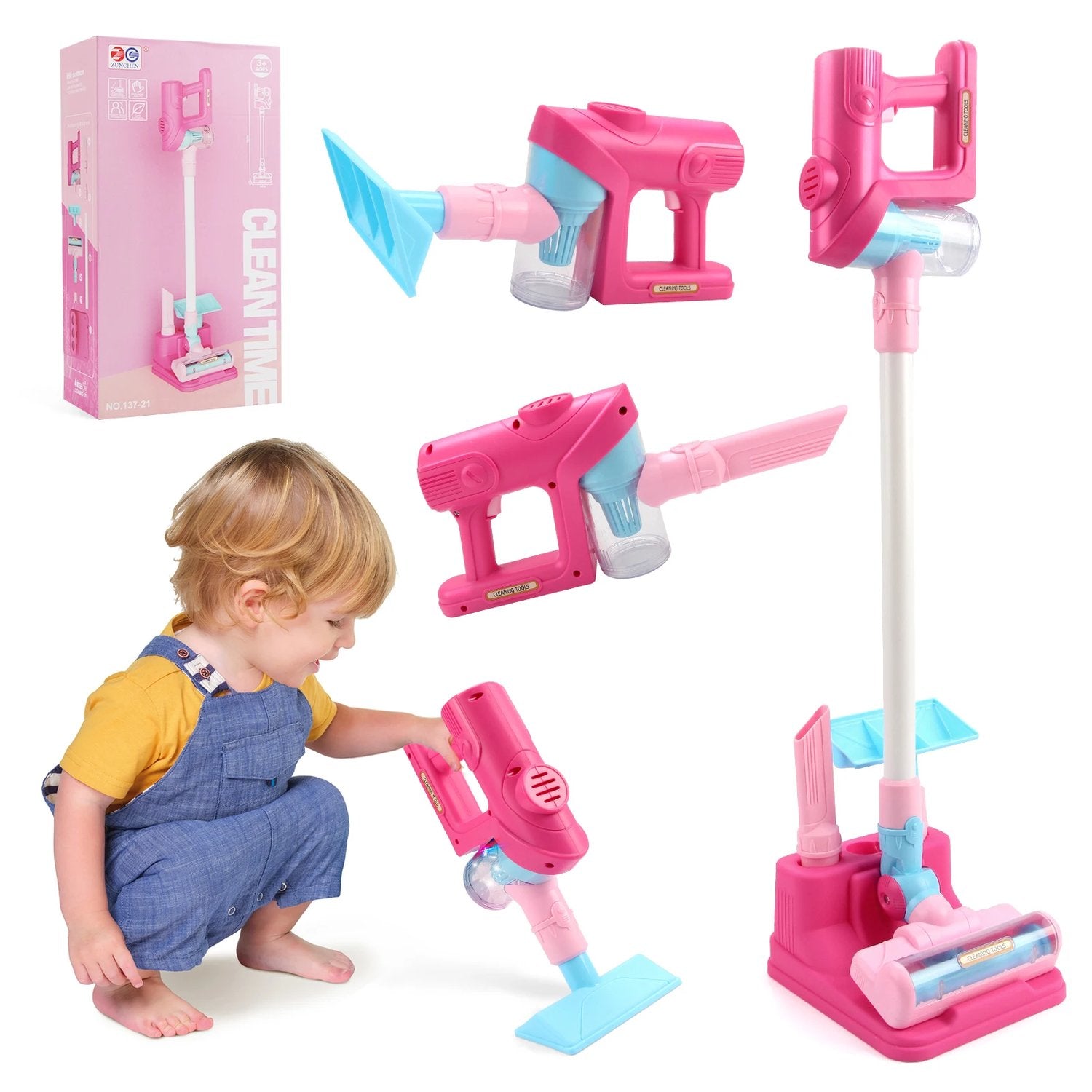 3 in 1 Electric Mini Vacuum Cleaner Toy with Simulated Suction Effect, Lights & Sounds, Safe for Ages 3+