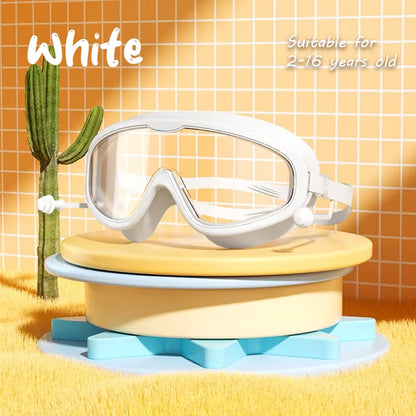 Lunettes de natation transparentes pour enfants, grande monture, étanches et anti-buée 