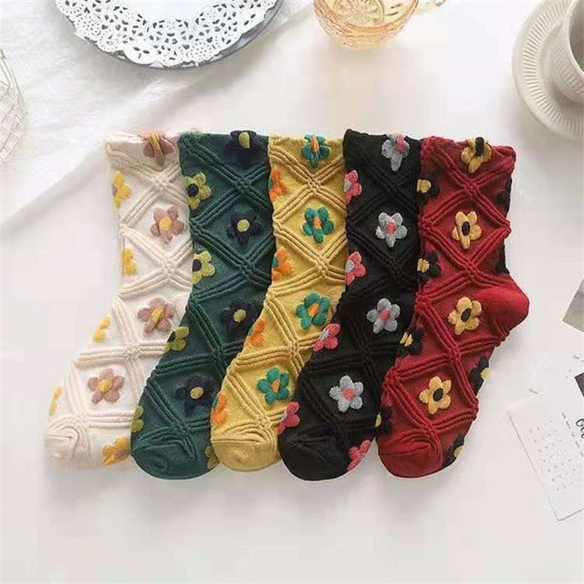 Lot de 5 paires de chaussettes courtes à motif floral classique