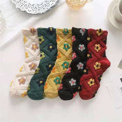Lot de 5 paires de chaussettes courtes à motif floral classique