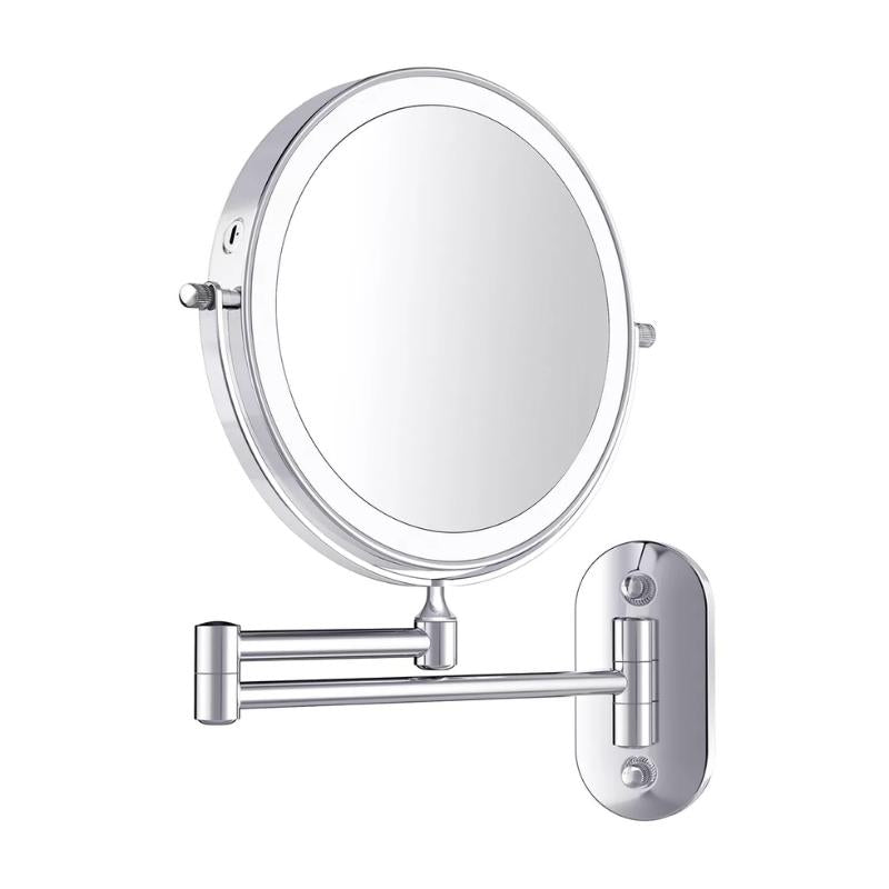 Miroir de maquillage LED rechargeable finition chromée