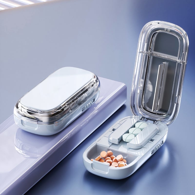 Compact Pill Box with Adjustable Cutting Guide - Halri